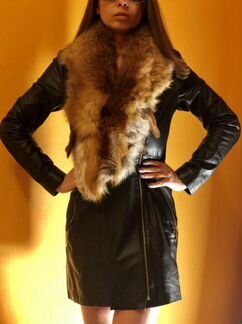 Натуральный кожаный плащ (42/S)